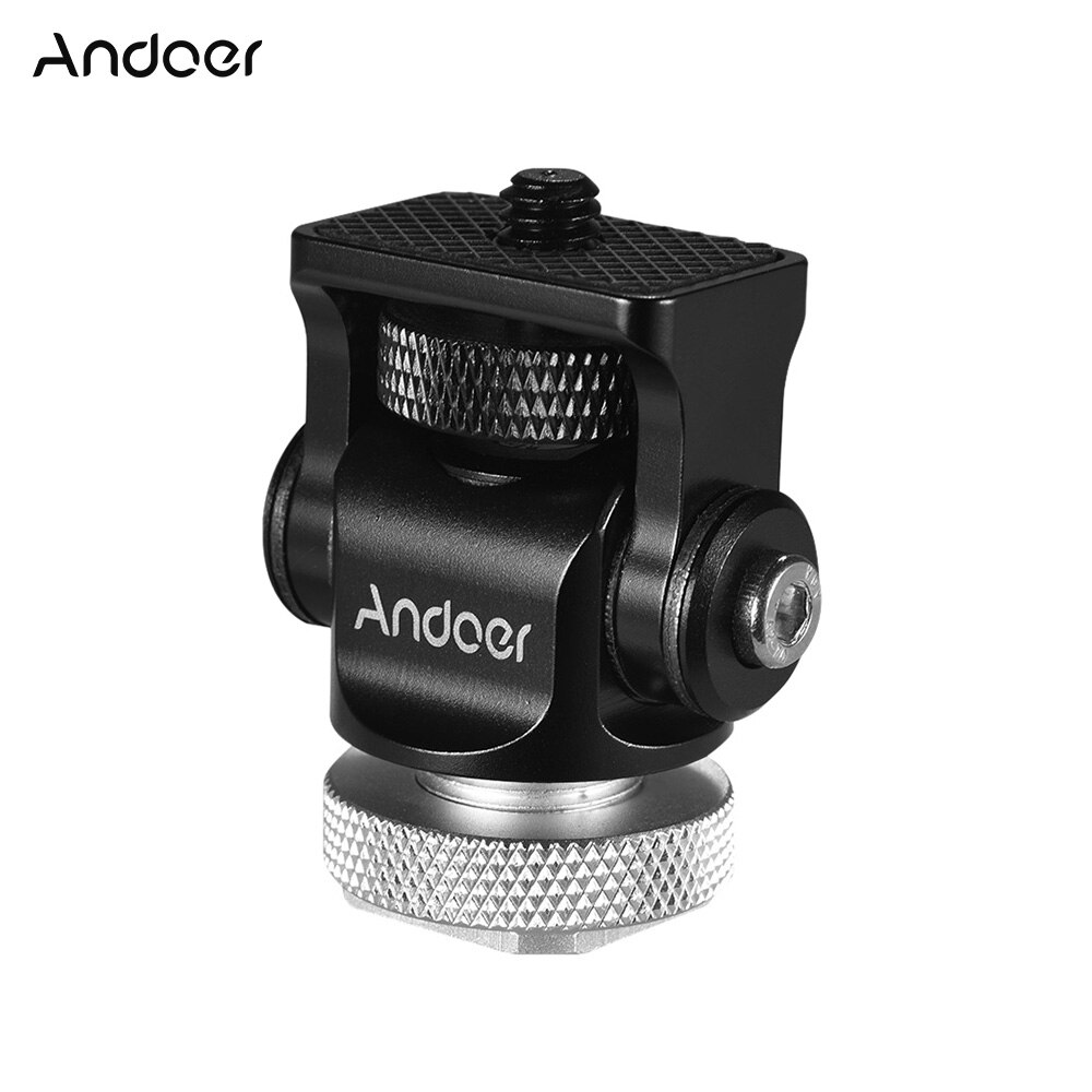 Andoer Mini Ball Head Ballhead Flash Shoe Mount Adapter 1/4" Screw for DSLR Camera Microphone LED Video Light Monitor Tripod: Silver