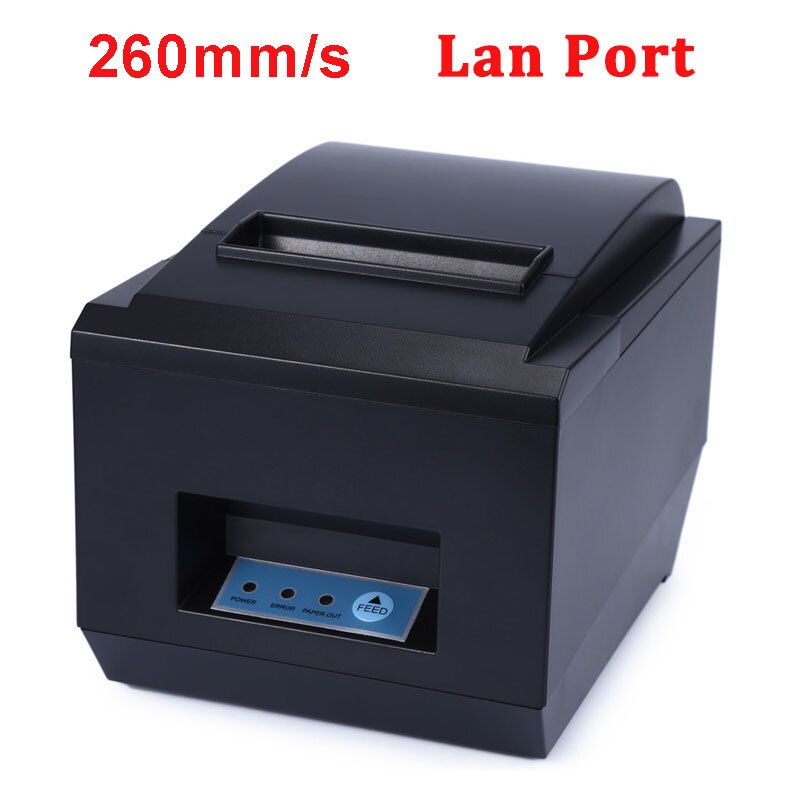 80mm thermische bonprinters, kassaprinters met automatische snijmachine, usb-ethernet-bluetooth-poort voor keukenrestaurants 260mm/ s: 8250 lan-poorten / Stekker
