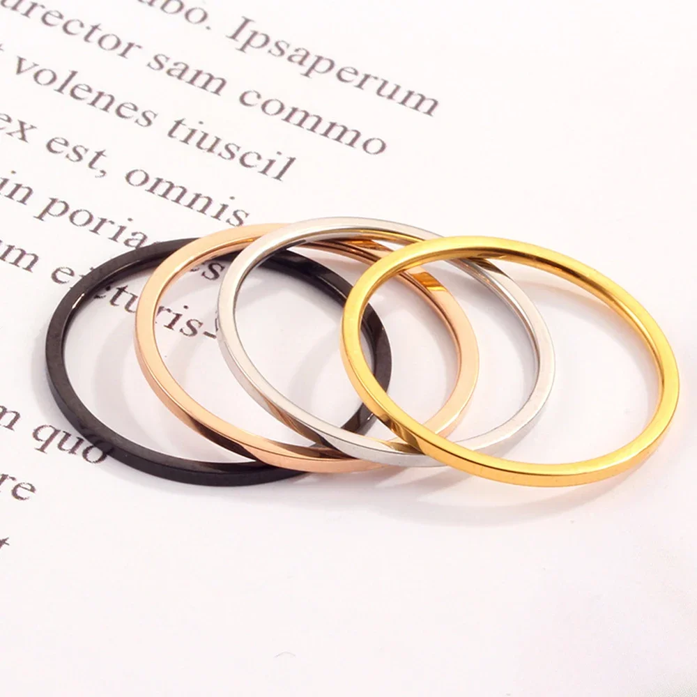 JHSL 1mm Kleine Mini Edelstahl Einfache Frauen Ringe Schwarz Rose Gold Farbe Schmuck UNS größe 3 4 5 6 7 8 9 10