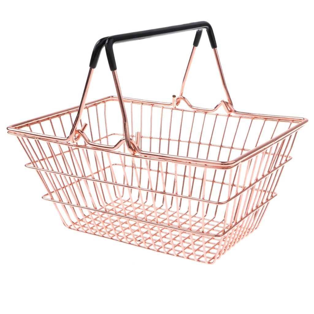 Kids Mini Metal Supermarket Shopping Basket For Kitchen Fruit Vegetable Food Grocery Storage Pretend Play Tools Toy