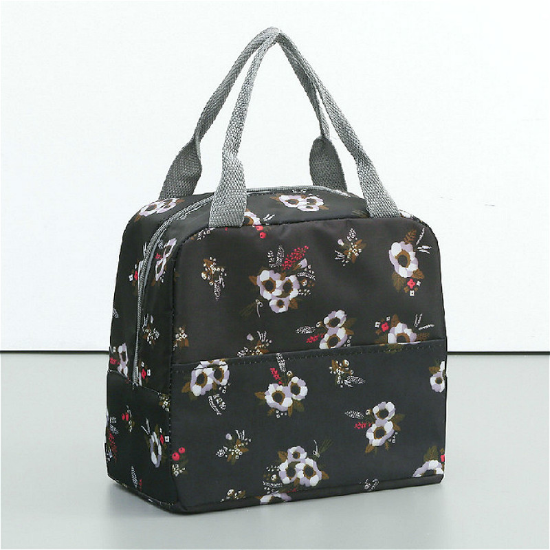 Preservation Baby Food Milk Bottle Heat/cold Storage Insulation Bags Waterproof Swan Bag Lunch Bag Infant Kids Food Bag: BlackFlowers