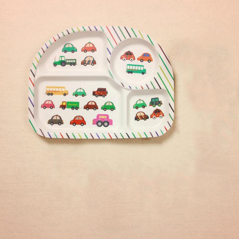 Plato de alimentación de fibra de bambú ecológico para niños, bandeja de dibujos animados para bebé, vajilla, Bol, platos, contenedor de alimentos: 4