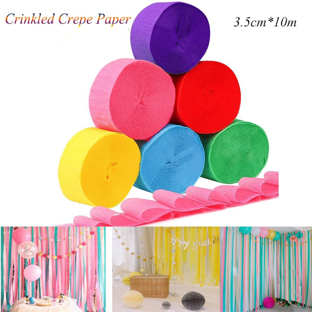 1 Roll 3.5 Cm * 10 M Crinkled Crêpepapier Bloem Wikkelen Diy Scrapbooking Craft Voor Verjaardagsfeestje Festival Kerst decoratie