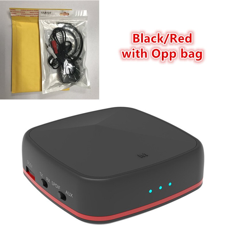 HAAYOT Bluetooth 5.0 Audio Adapter - CSR8675 Transmitter Receiver - AptX HD Low Latency - Optical SPDIF/3.5mm AUX: Black Red No Box