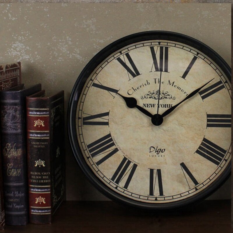 Digo Wall Clock 12 Inch Metal Silent Non-Ticking Battery European Digital Clocks Decor Table Dial for Indoor Home