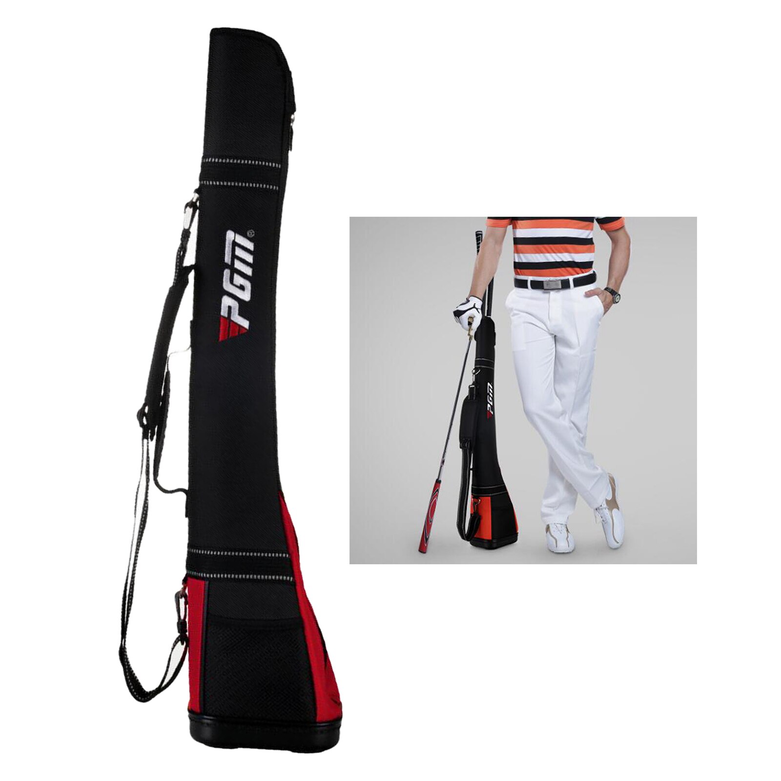 Durable DE Golf bolsa de lápiz cómodo ligero Golf llevar de viaje paquete tiene 4-5 Clubes con asa de hombro Correa: Black Red
