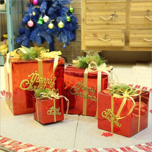Christmas Eve Box Large Xmas Wrapping Boxes Red Ribbon Lids: Red / 10