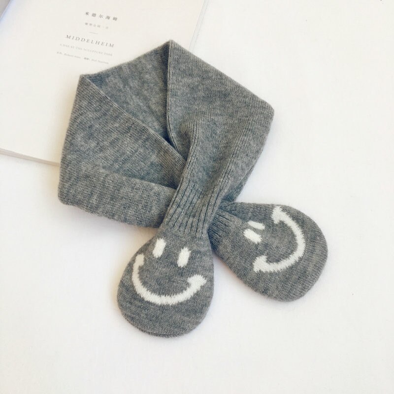 Style coréen hiver bébé filles garçons mignon dessin animé tricoté écharpe enfants doux tout-match croix foulard: Gray