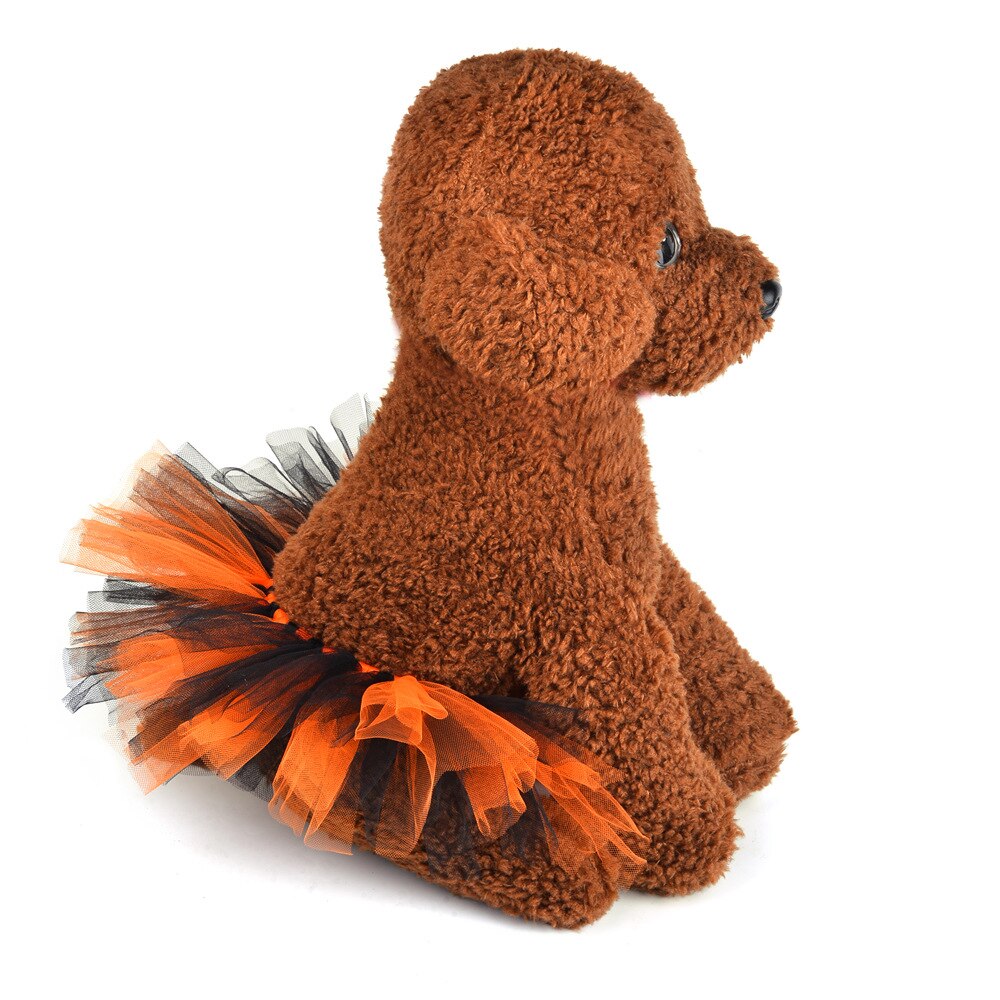 Nowa letnia księżniczka suknia ślubna dla psa słodki placki spódnica z siatki ubrania dla zwierząt tutu spódnica świąteczny kostium na Halloween 30E: czarny i pomarańczowy