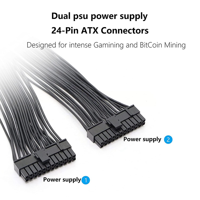 Dual Psu Voeding 24-Pins Atx Moederbord Splitter Kabel, 24Pin(20 + 4) voor Atx Moederbord Verlengkabel