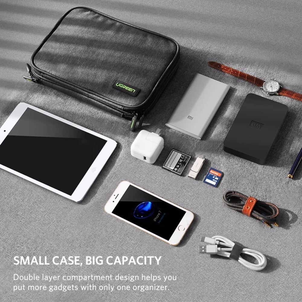 Ugreen harddisk veske power bank veske oppbevaring bæreboks for ipad mini iphone ssd ekstern harddisk disk usb kabel bag