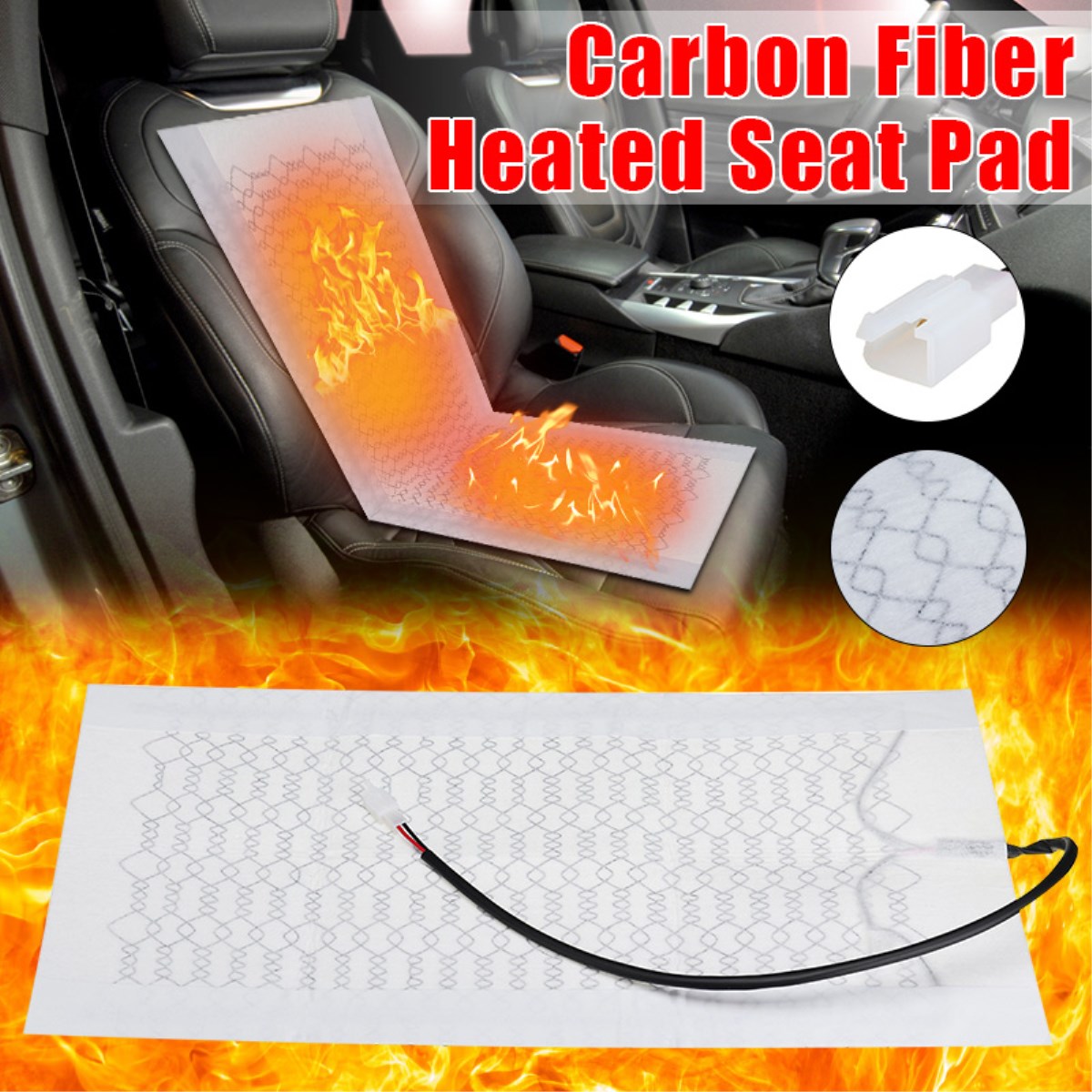 12V Verwarmde Zetels Auto Bekleding Warmte Pad Carbon Fiber Verwarmd Auto Autostoel Verwarming Pad voor Winter Warmer voertuig Heater Mat
