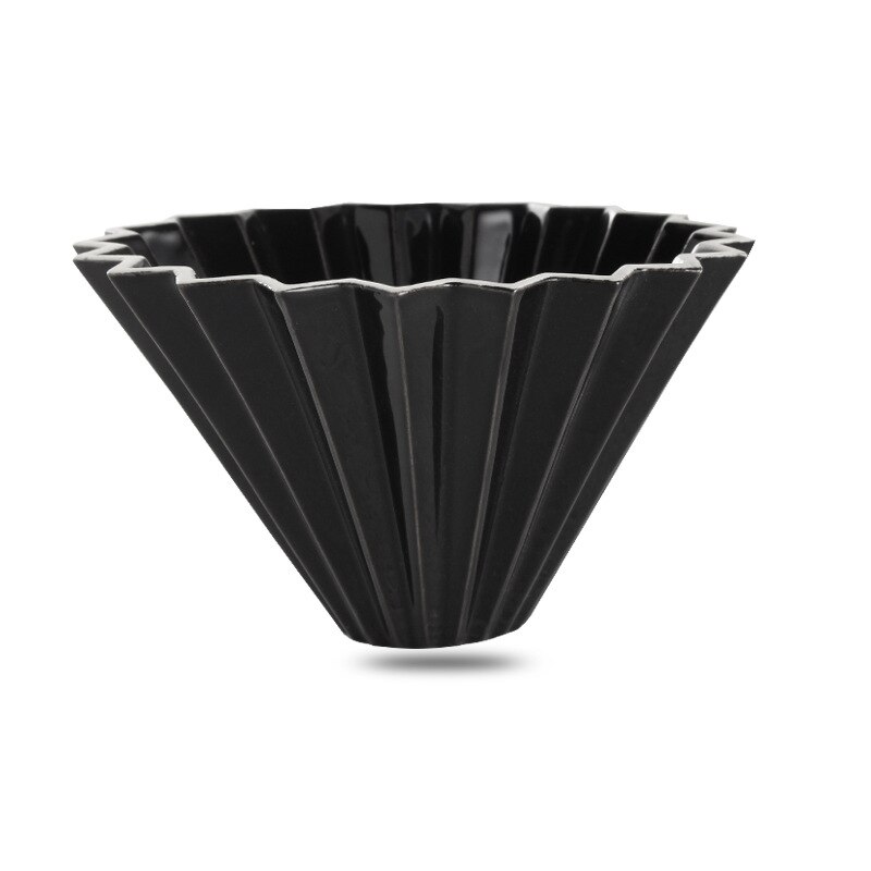 Espresso Ceramic Coffee Filter Cup Ceramic Pour Over Coffee Maker with Wood Stand V60 Funnel Dripper Coffee Accessories 1-2 Cup: Black