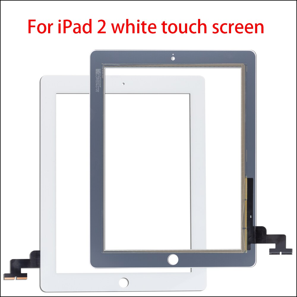 100% Voor Ipad 2 A1395 A1396 A1397 Touch Screen Digitizer Sensor Glas Panel Met Midden Frame + Adhesivetools + gehard Glas +
