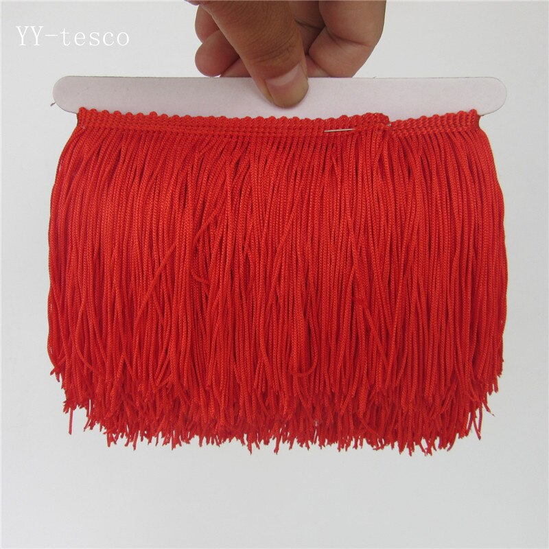 YY-tesco 10 Yard 10CM Long Lace Fringe Trim Tassel Fringe Trimming For Diy Latin Dress Stage Clothes Accessories Lace Ribbon: red