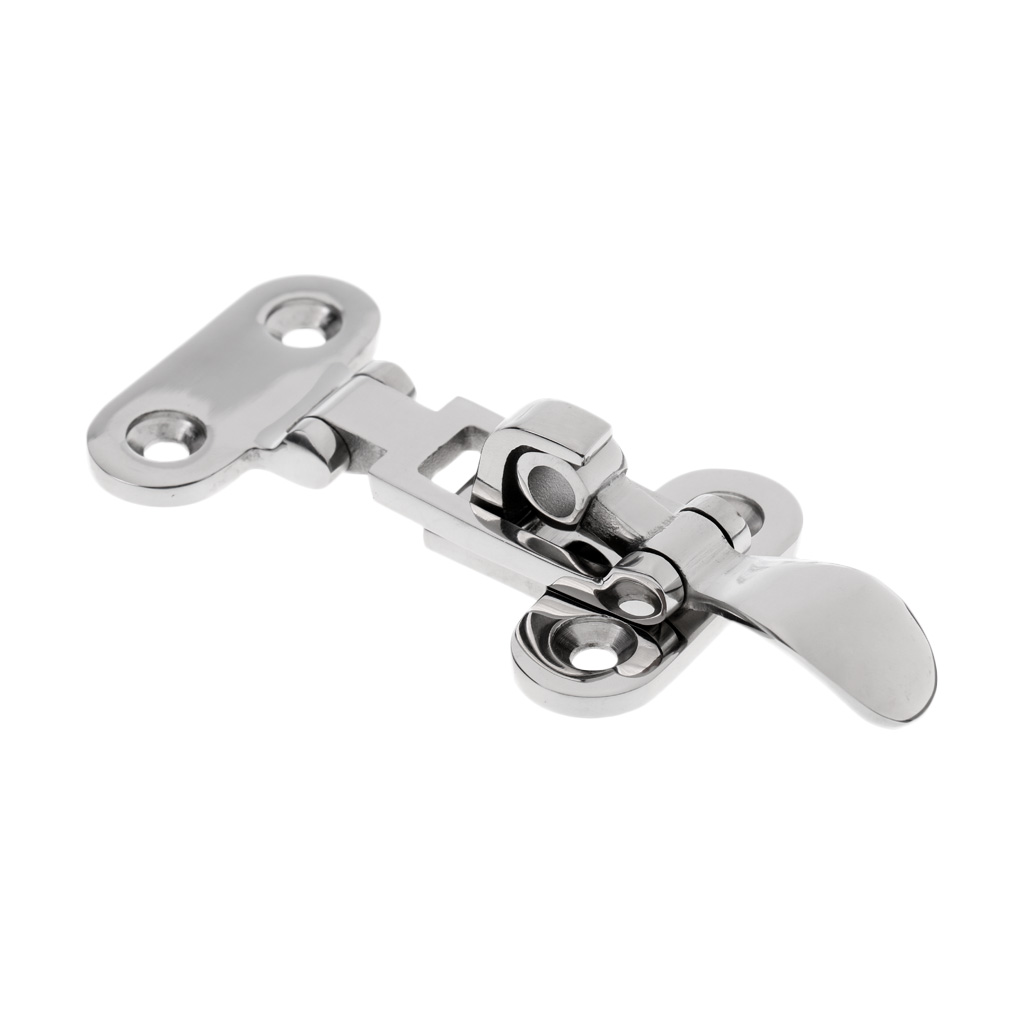 316 Stainless Steel Lockable Latch Marine Boat Door Lock Latch Catch Anti-Rattle Fastener Clamp, 4.3 x 2 inch