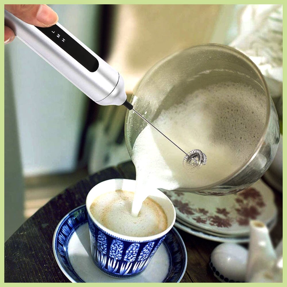 Kahvi-maito-cuppuccino-latte vaahdotin vispilä-työkalu vaahdotus kerma muna-vatkain juomasekoitin ladattava sähköinen 3 -vaihteinen ohjaus