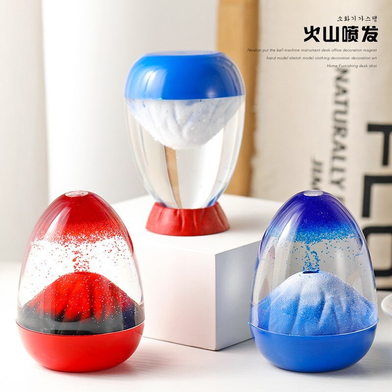 Décorations créatives en forme de sablier, éruption volcanique, filet de goutte d&#39;huile, minuterie rouge, jouet, décoration liquide d&#39;eau, pour enfants, montagne de neige