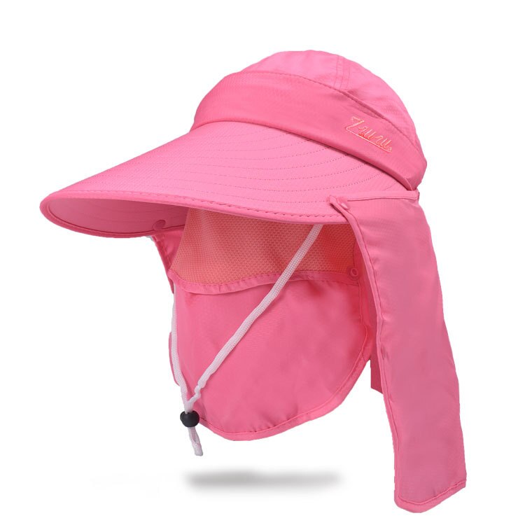 K117 Women's Outdoor Summer Sun Hat, Big Brimmed hat, Cycling, Doing Farm Work, Sun Protection, UV Protection Face Sun Hat: Rose Red