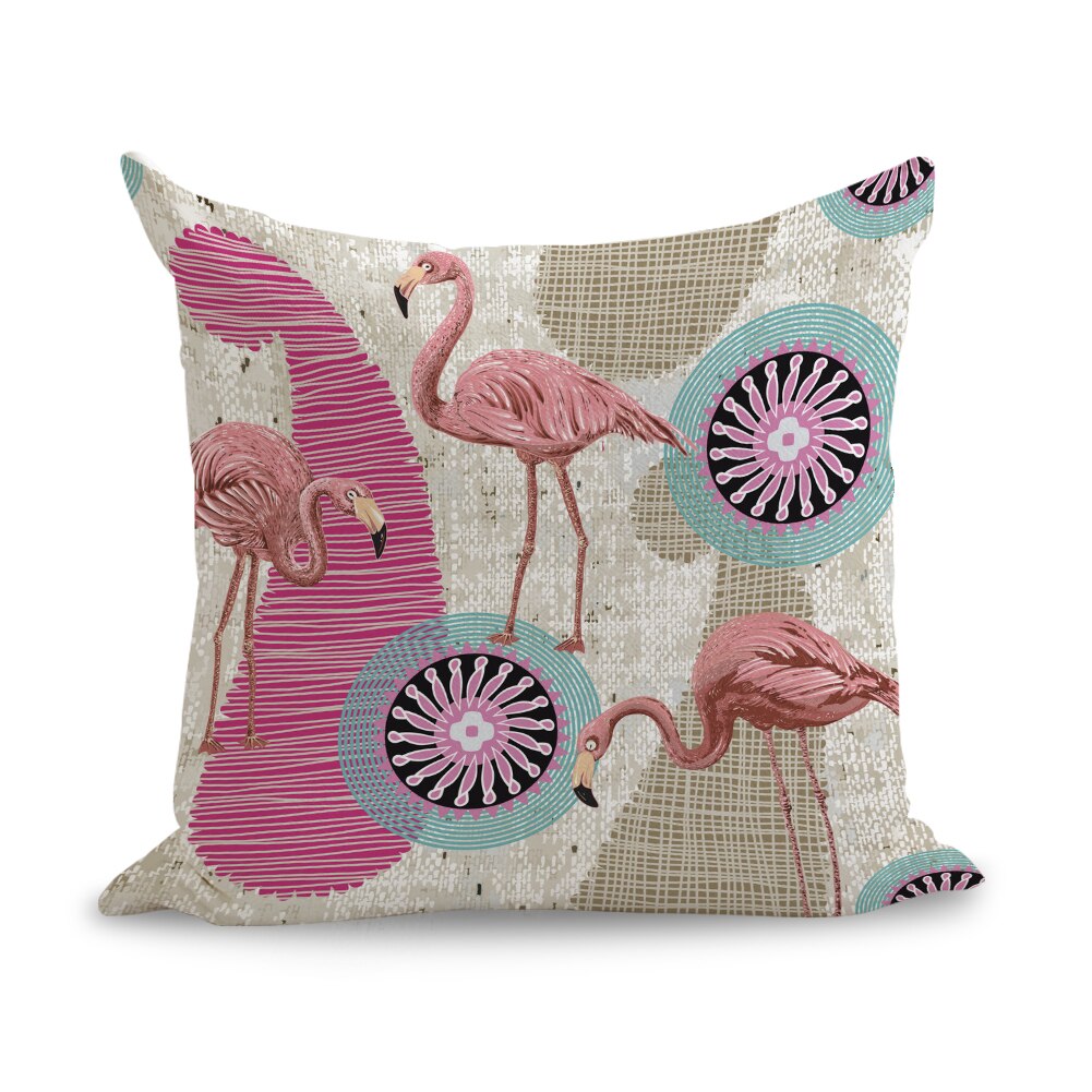 Flamants roses tropicaux ananas motif oreillers lin canapé siège coussin jeter oreiller décor à la maison