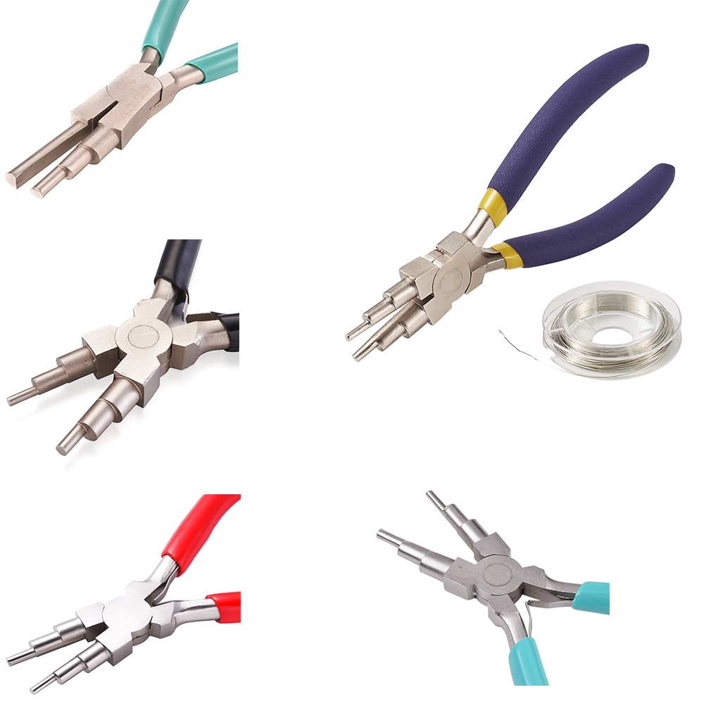 DIY Schmuck Werkzeug setzt mit Kohlenstoff Stahl Runde Nase Zangen und Kupfer Schmuck Draht für schmuck DIY machen, gemischt Farbe F80