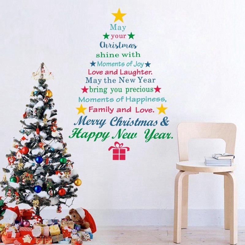 Kerst Decoratie Grote Engels Muursticker Voor Kerstboom, Verwijderbare Home Decor, Outdoor Gebied, Venster,