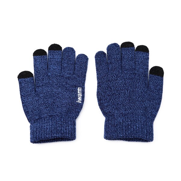 Heren gebreide skihandschoenen antislip touchscreen heren dikke warme handschoenen winter herfst heren wanten warme handschoenen: Blauw