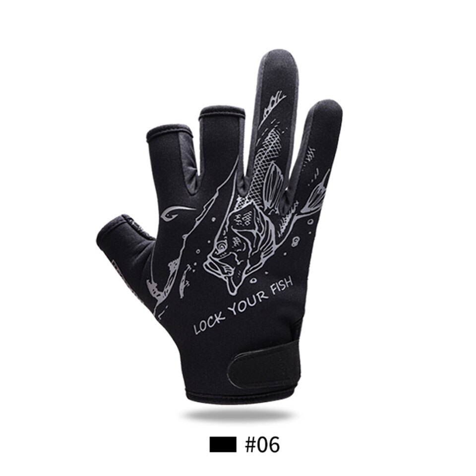 Fiskehandskar m/l/xl storlek skuren trefingerhandskar slitstarka fiskehandskar: Blå / L