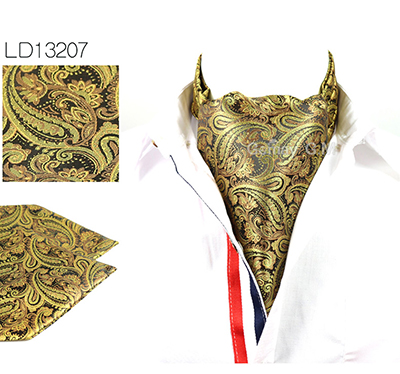 Män vintage prickigt bröllop formell kravat ascot scrunch själv brittisk stil gentleman siden hals slips lyx: Ld13207