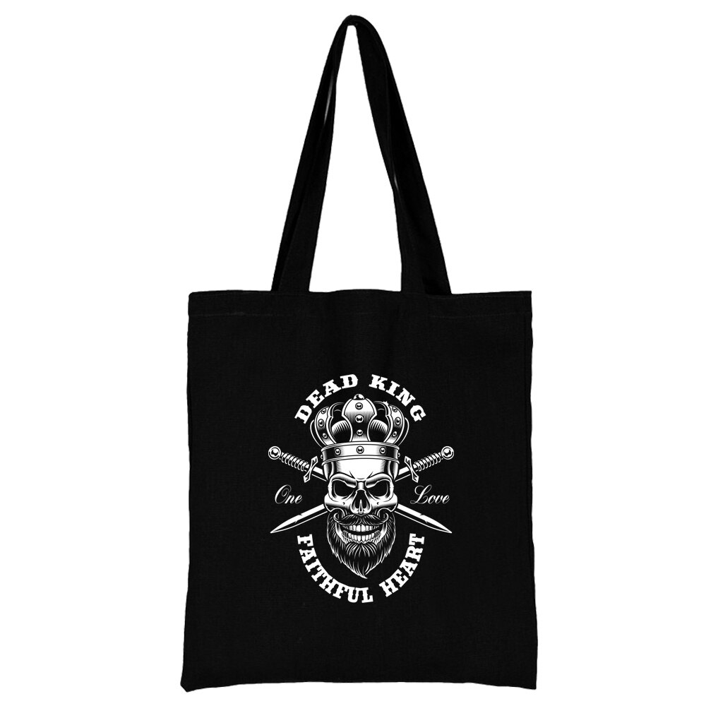 Harajuku Stijl Boodschappentas Koning Serie Handtas Schoudertas Grote Capaciteit Herbruikbare Canvas Handtas Student Eco-vriendelijke Tas: 3King006