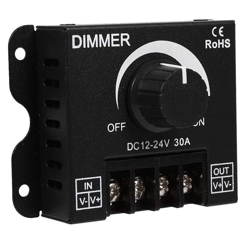 30A LED Dimmer DC 12V 24V 360W Adjustable Brightness Lamp Bulb Strip Driver