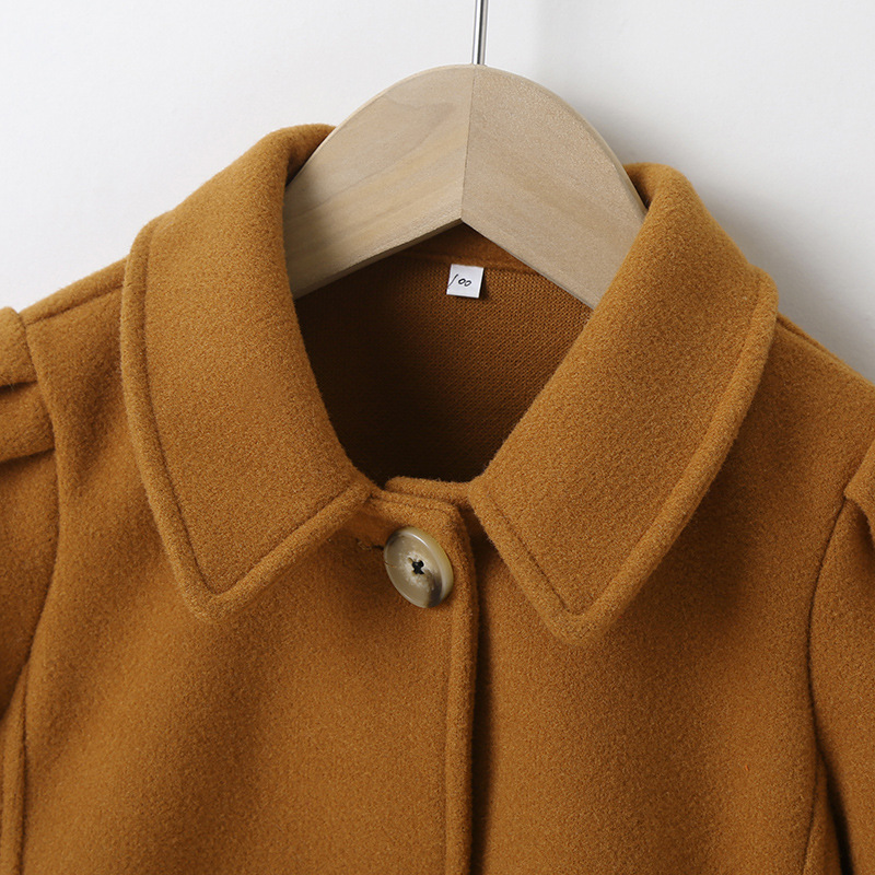 Cappotto di lana per bambina cappotto invernale con risvolto Design monopetto sciolto autunno caldo outwear