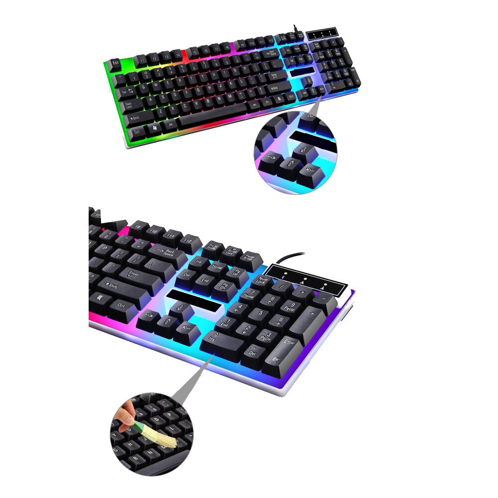 Gaming Keyboards Computer Keyboard Gamer Rainbow Backlight 104 keys USB Ergonomic Wired Keyboard for PC Laptop Games