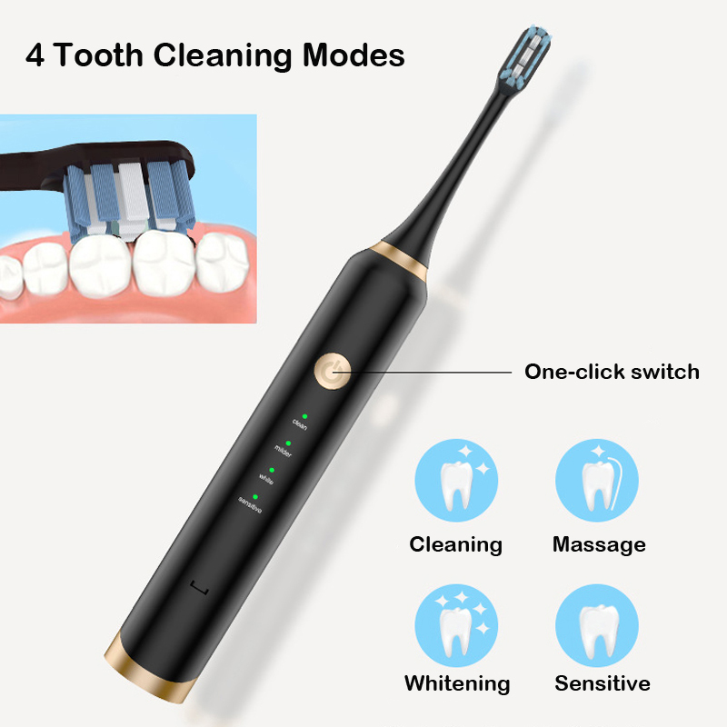 Cepillo de dientes eléctrico inteligente para adultos, cepillo de dientes recargable de piel suave, lavable, electrónico, blanqueador de dientes