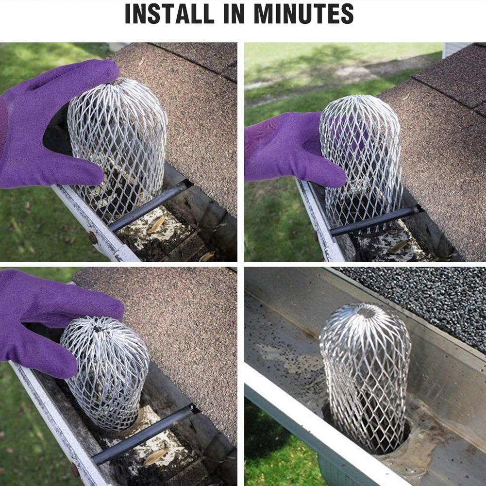 1PC Gutter Guard Downspouts Filter Strainer Preventing Leaf Moss the Debris Roof Pipes from Branches Clogging H7F2