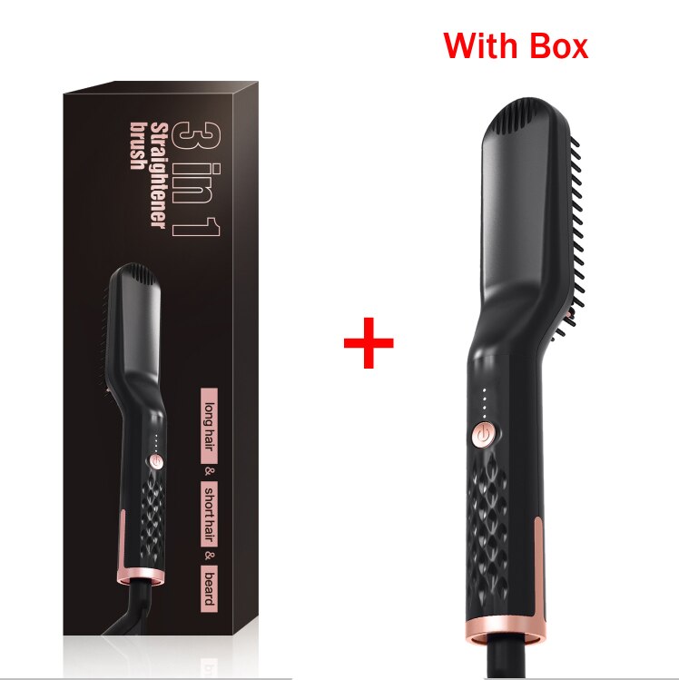 Usb bærbart hår glattejern skæg glatning kam anti-skoldning mandlige og kvindelige mini glat hår curler styler: Med kasse / Au