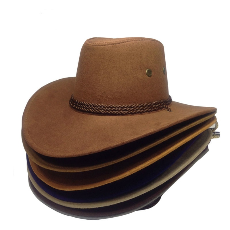 Chapeau de Cowboy ouest américain daim chapeau de soleil en plein air chapeaux d'équitation en plein air pour hommes et femmes chapeau de Cowboy de couleur unie
