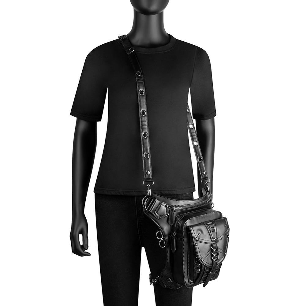 GearDuke Women Waist Bag Gothic Fanny Packs Motorcycle Hip Leg Bag Steampunk Holster Shoulder Bag Men PU Leather Crossbody Bags