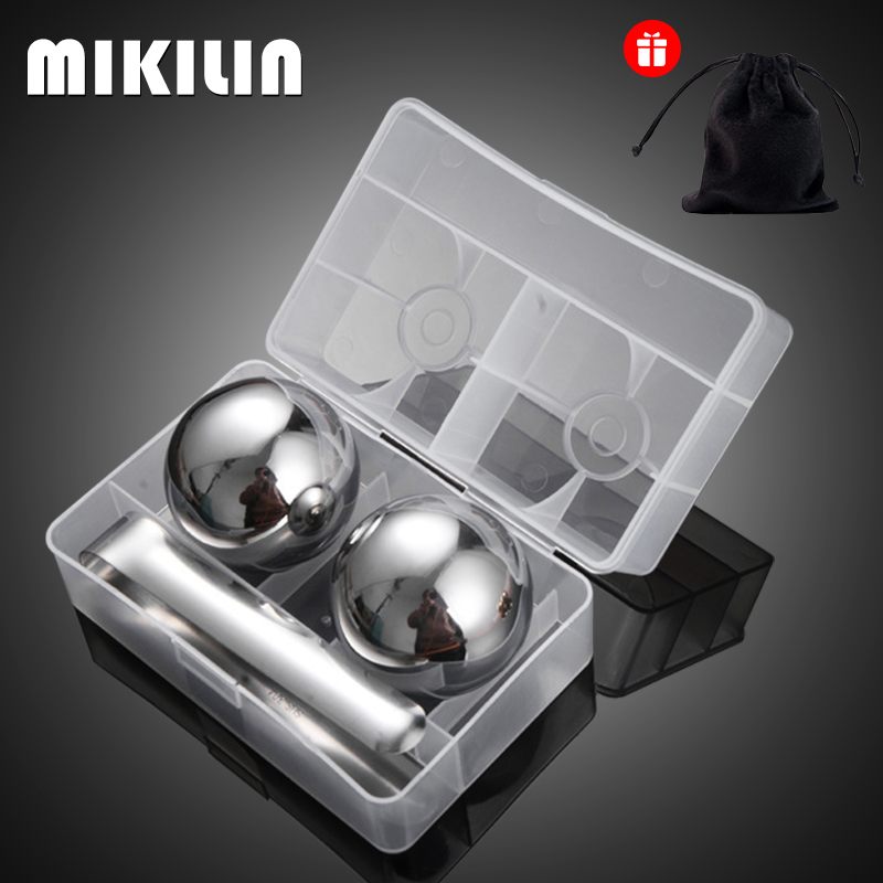 55mm Stainless Steel Ice Cubes Set Reusable Chilling Stones with Ice Tong Whiskey Cooler Wine Cooling Metal Ice Balls Bar Tools: Blue