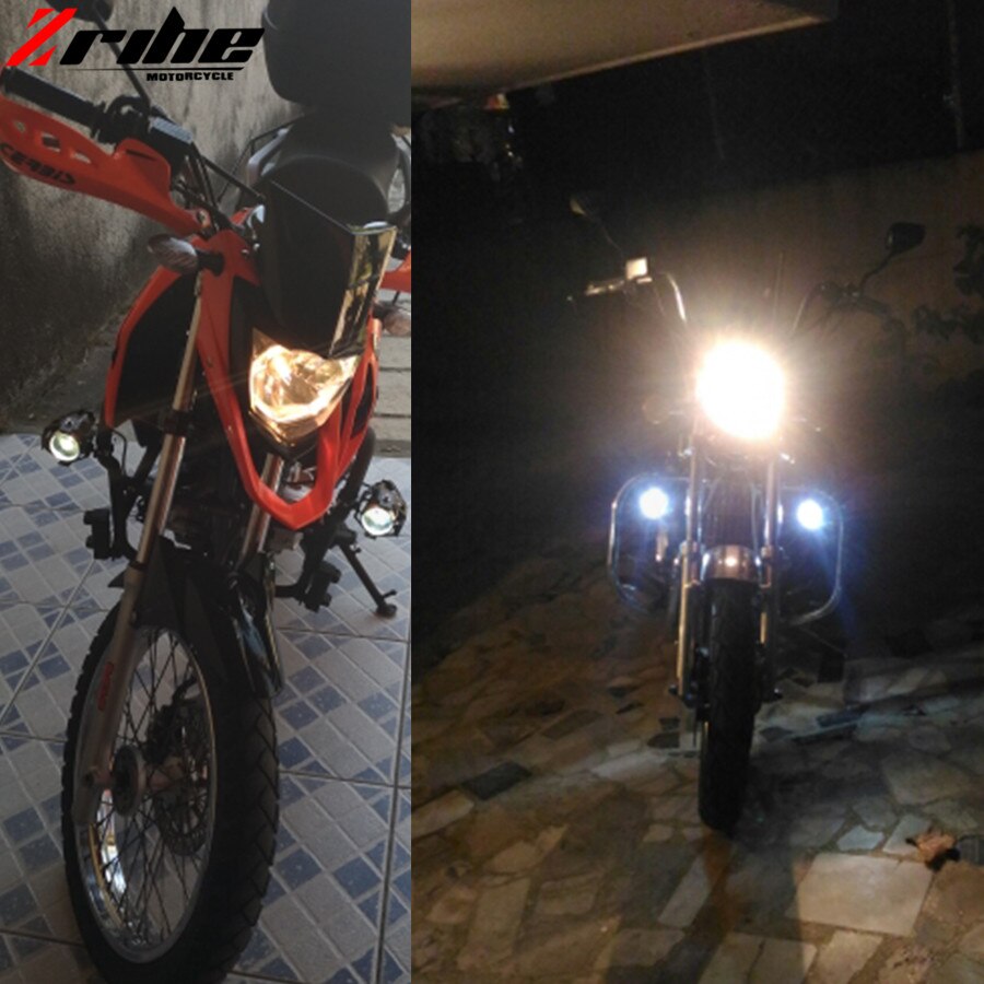 Til 2 stk 125w motorcykel forlygter hjælpe lampe  u5 led motorcykel spotlight tilbehør 12v moto drl spot forlygter