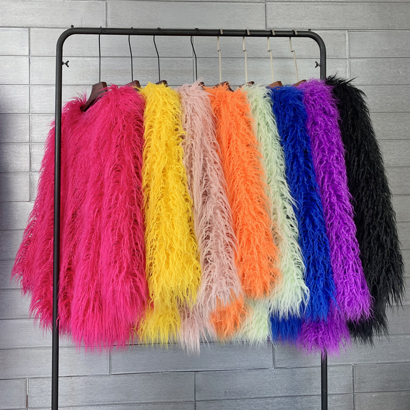 Casaco de pele do falso estilo coreano sólido mid-length rosa mongólia casacos de pele de ovelha para as mulheres inverno do vintage quente casaco de pele artificial