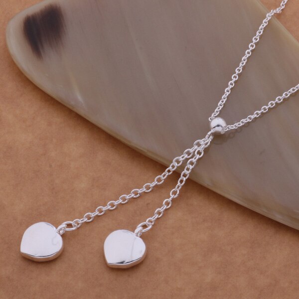 Schöne Schmuck-Set Silber Ohrringe & Halskette Herzform -Set Für Frauen AT061