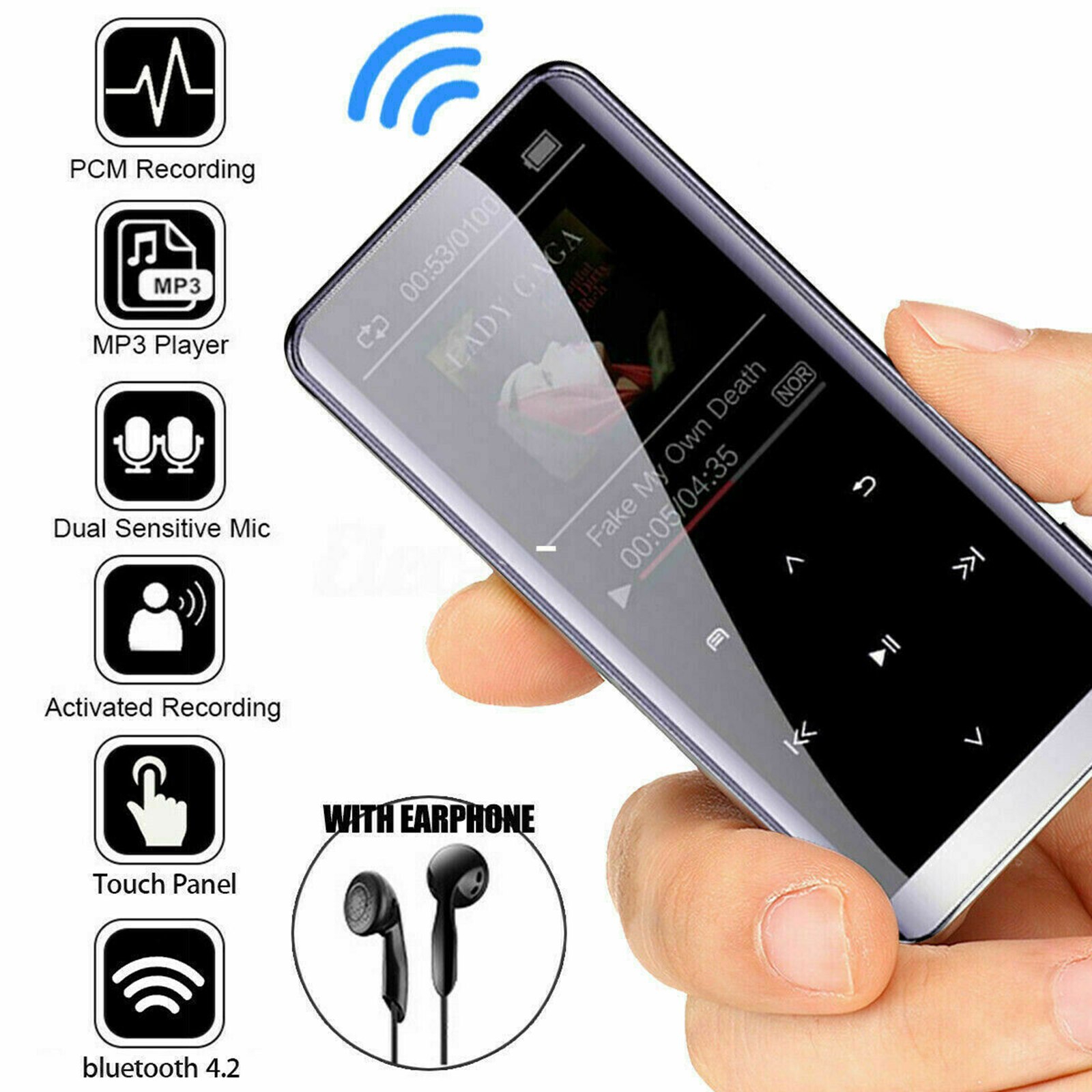 Ultra Thin Bluetooth MP3 Player Music Speaker MP4 Media FM Radio Recorder