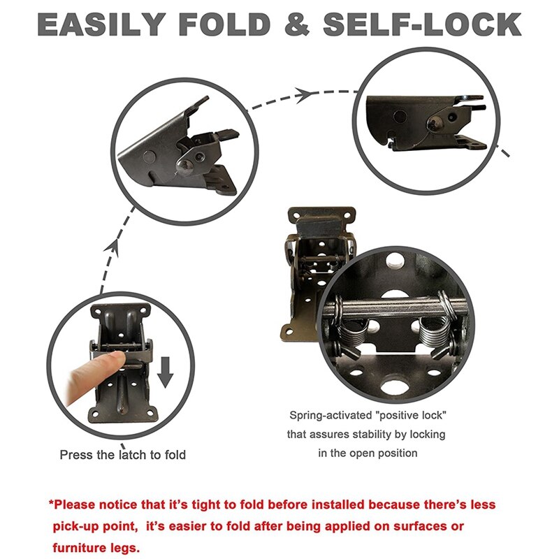 Metal Foldable Bracket Self-Locking Hinge Hardware Accessories with Screw Lock Extension Bracket