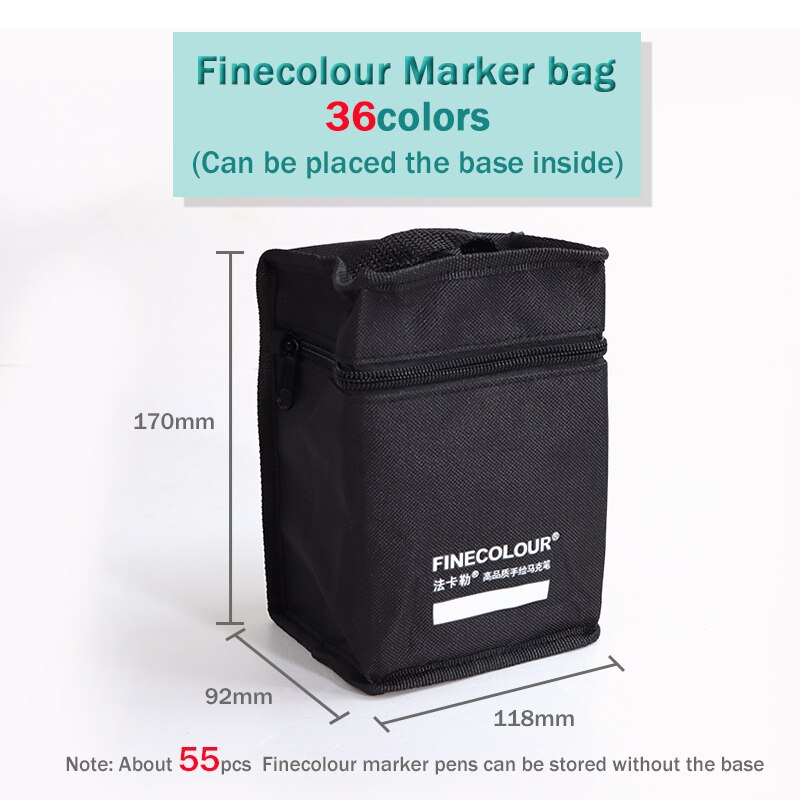 Finecolour Marker Pens Storage Bag &amp; Base 12/24/36 Holes EF100/101/102/103 Zipper Bag Multifunctional Base Penholder Ink Base: Marker-bag-36colors