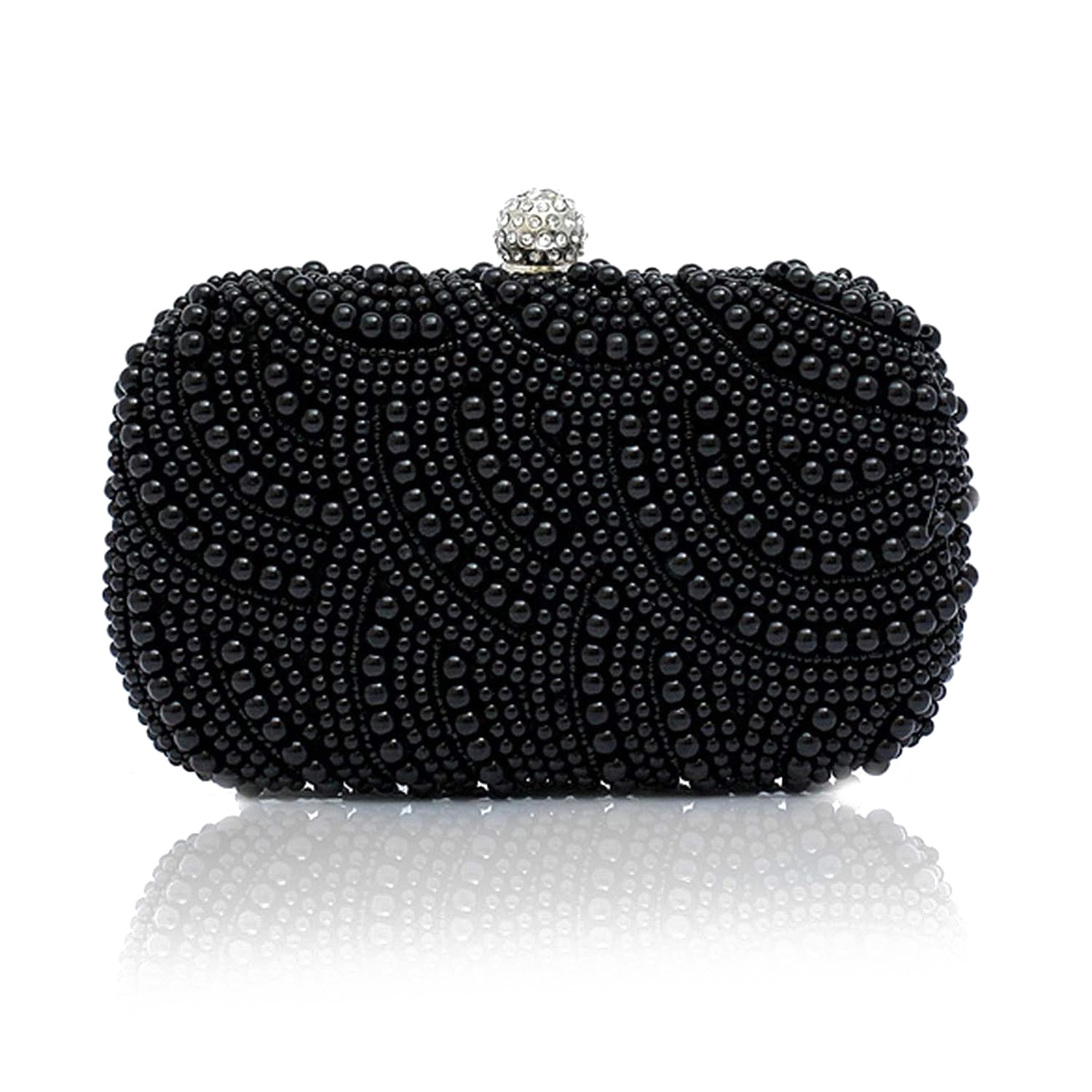 Clutch perle clutch brudetaske under arm taske fest bryllup aften taske, sort