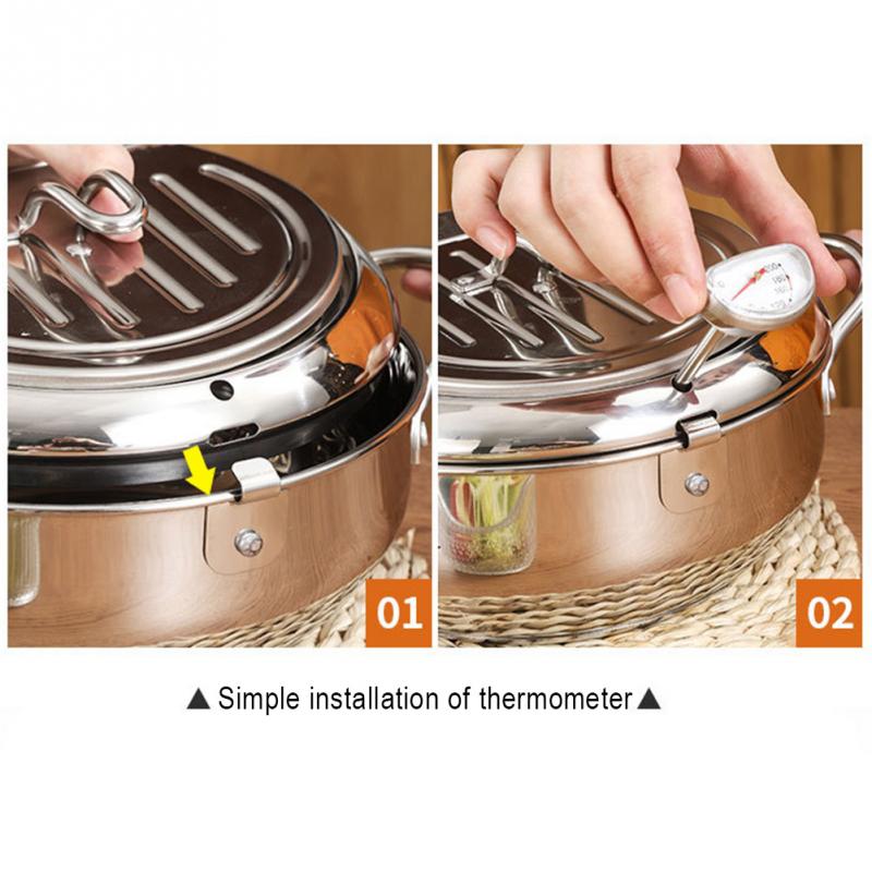 Japanese Deep Frying Pot Kitchen Home Cooking Tools Deep Fryer Fried Chicken Temperature Control With Lid