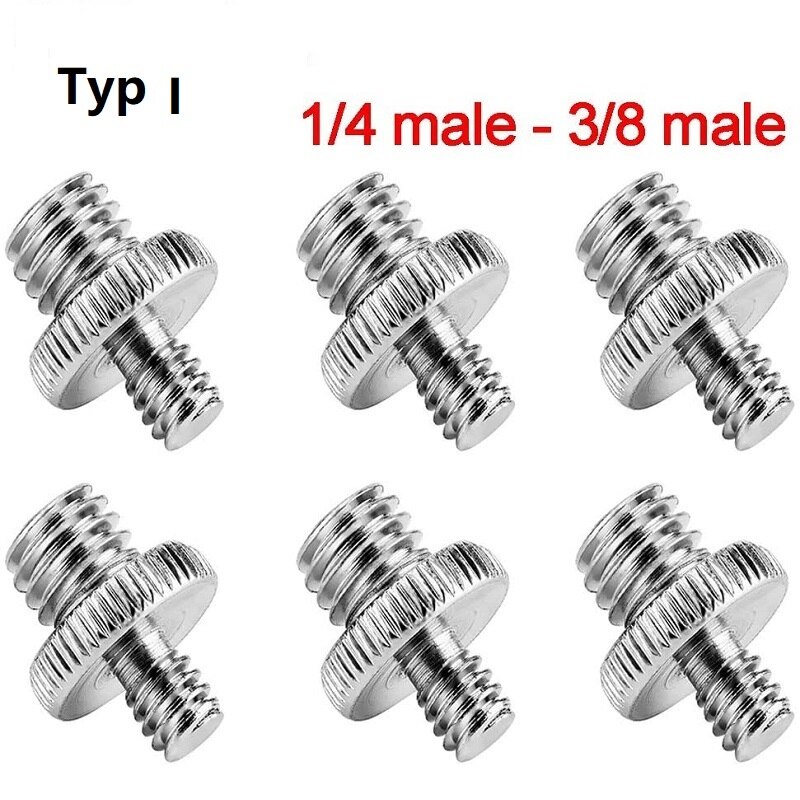 Metal 1/4 "Male Naar 1/4" Of 3/8 "Buitendraad Adapter 1/4 Of 3/8 Inch Dubbele Mannelijke Schroef adapter Voor Statief Camera Accessoires: green