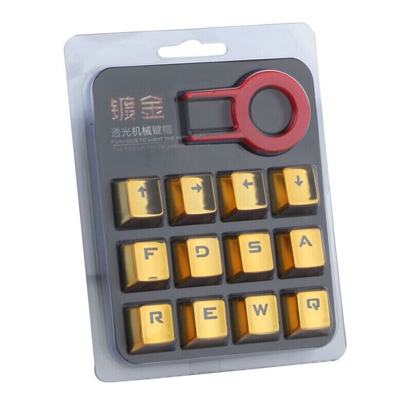 Gouden Kleur 12 key Caps PBT backlit WASD Richting Keycaps Met Keycap Puller Voor Cherry MX Switches Mechanische Gaming Toetsenbord