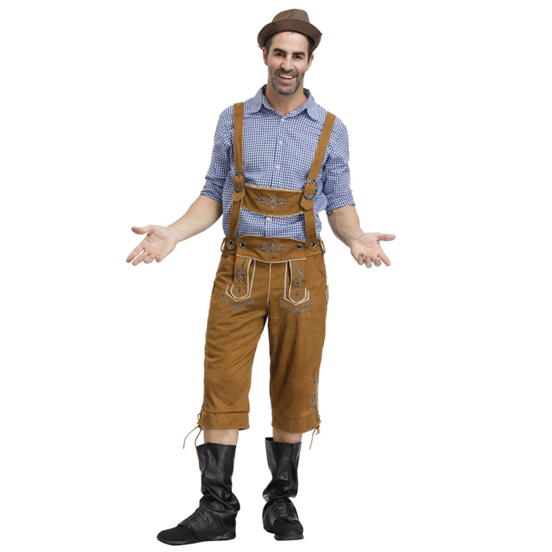 Männer der Oktoberfest Lederhosen mit Hosenträger Hütte Kostümich einstellen Für Mann Party Cosplay Kellner Bauer Spiel Kostümich